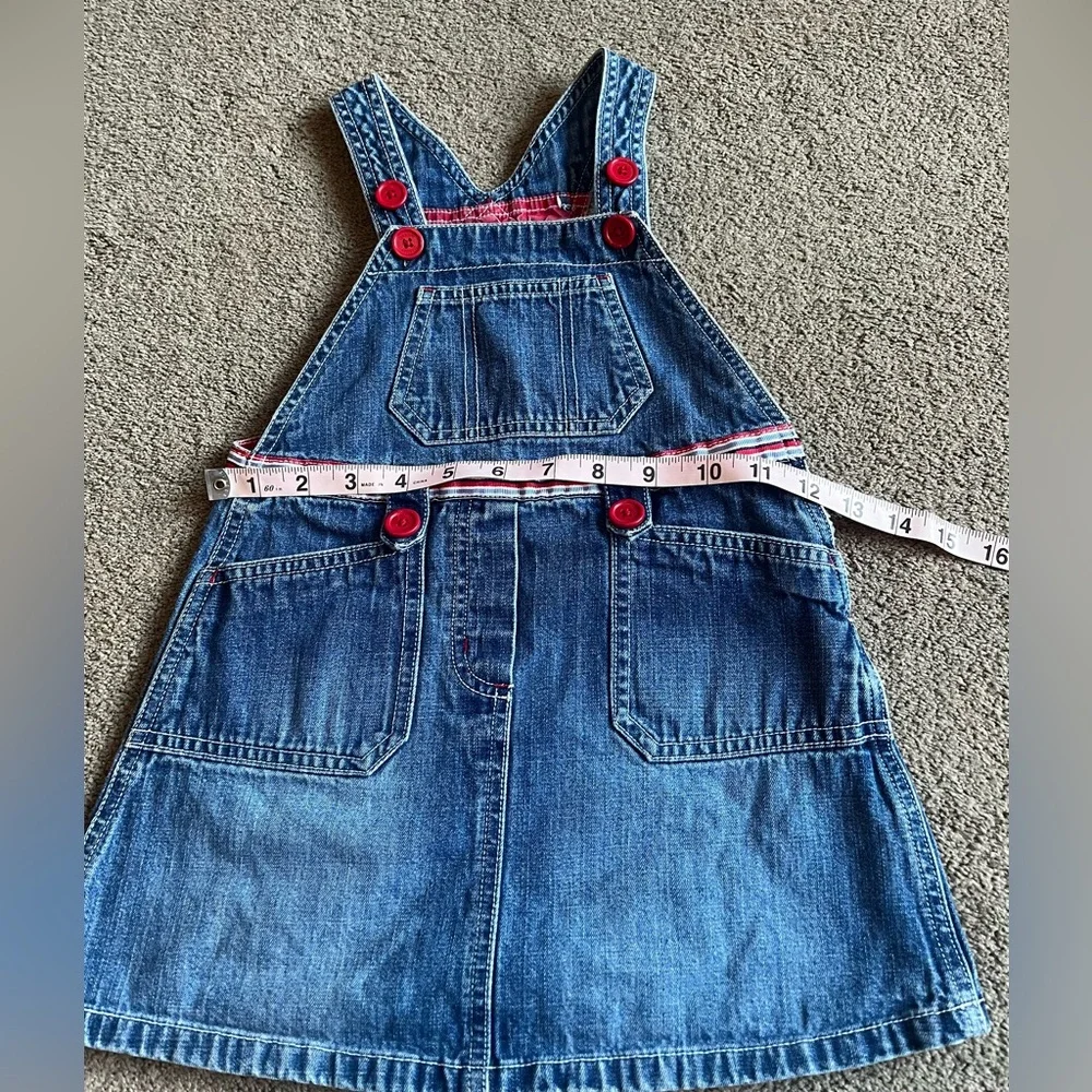 Vintage 2003 Gymboree Toddler Size 3 Denim Red & Blue 4th of July Overall Dress